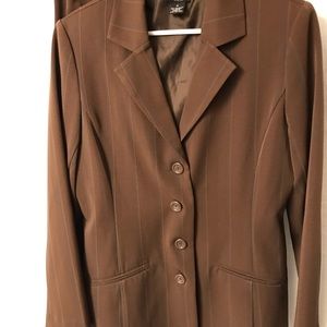 Courtenay 2 Piece Brown Striped Pants Suit, Sz 8